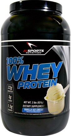 100% Whey Protein, Vanilla Ice Cream, 2 lbs (924 g) by AI Sports Nutrition-Kosttillskott, Vassleprotein