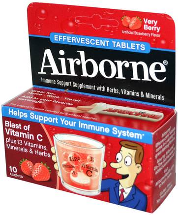 Blast of Vitamin C, Very Berry, 10 Effervescent Tablets by AirBorne-Hälsa, Kall Influensa Och Virus, Immunsystem, Luftburet Brus