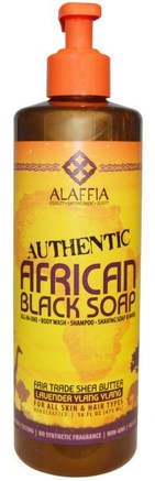 Authentic African Black Soap, Lavender Ylang Ylang, 16 fl oz (475 ml) by Alaffia-Bad, Skönhet, Tvål, Svart Tvål, Hår, Hårbotten, Schampo, Balsam