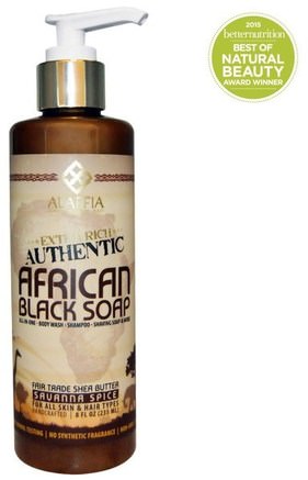 Authentic African Black Soap, Savanna Spice, 8 fl oz (235 ml) by Alaffia-Bad, Skönhet, Tvål, Svart Tvål