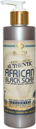 Extra Rich Authentic African Black Soap, Unscented, 8 fl oz (235 ml) by Alaffia-Bad, Skönhet, Tvål, Kroppsvård, Svart Tvål