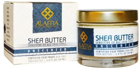 Shea Butter, Unscented, 2.0 fl oz (59 ml) by Alaffia-Sheasmör, Kroppsvård