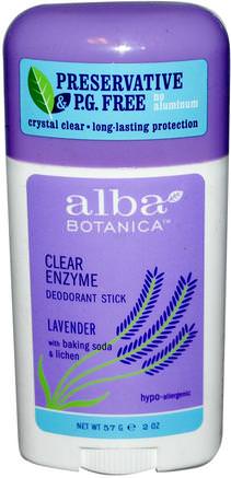 Clear Enzyme, Deodorant Stick, Lavender, 2 oz (57 g) by Alba Botanica-Bad, Skönhet, Deodoranta Kvinnor