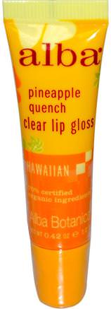 Clear Lip Gloss, Pineapple Quench, 0.42 oz (12 g) by Alba Botanica-Bad, Skönhet, Läppstift, Glans, Fodrar, Alba Botanica Hawaiian Linje