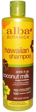 Drink it Up Coconut Milk Shampoo, 12 fl oz (355 ml) by Alba Botanica-Bad, Skönhet, Schampo, Alba Botanica Hawaiian Linje