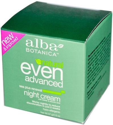 Natural Even Advanced, Renewal Night Cream, Sea Plus, 2 oz (57 g) by Alba Botanica-Hälsa, Kvinnor, Alfa Lipoinsyra Krämer Spray, Krämer Lotioner, Serum