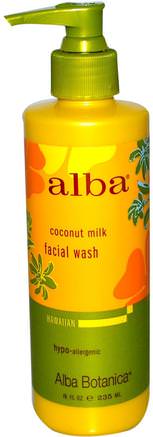 Facial Wash, Coconut Milk, 8 fl oz (235 ml) by Alba Botanica-Skönhet, Ansiktsvård, Ansiktsrengöring, Hudtyp Rosacea, Känslig Hud