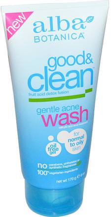 Good & Clean, Gentle Acne Wash, 6 oz (170 g) by Alba Botanica-Skönhet, Akne Aktuella Produkter, Ansiktsvård, Ansiktsrengöring