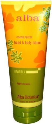 Hand & Body Lotion, Cocoa Butter, 7 fl oz (200 ml) by Alba Botanica-Bad, Skönhet, Body Lotion, Alba Botanica Hawaiian Linje