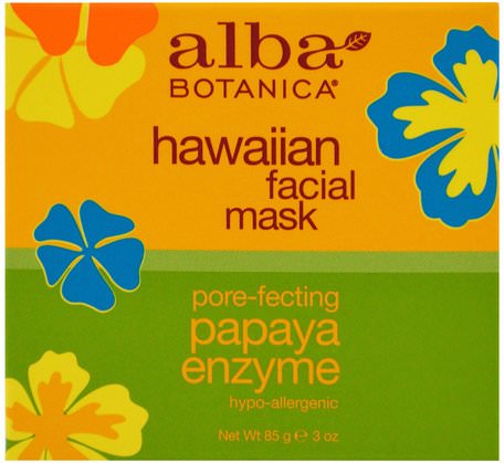 Hawaiian Facial Mask, Pore-Fecting Papaya Enzyme, 3 oz (85 g) by Alba Botanica-Skönhet, Ansiktsvård, Hud, Alba Botanica Hawaiian Linje