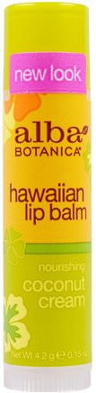 Hawaiian Lip Balm, Nourishing Coconut Cream.15 oz (4.2 g) by Alba Botanica-Bad, Skönhet, Läppvård, Läppbalsam, Alba Botanica Hawaiian Linje