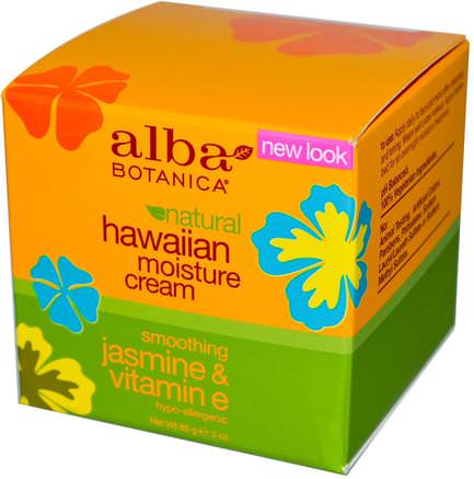 Hawaiian Moisture Cream, Jasmine & Vitamin E, 3 oz (85 g) by Alba Botanica-Skönhet, Ansiktsvård, Krämer Lotioner, Serum, Hälsa, Hud, Nattkrämer
