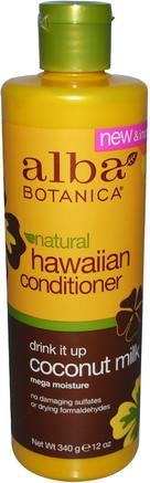 Natural Hawaiian Conditioner, Drink It up Coconut Milk, 12 oz (340 g) by Alba Botanica-Bad, Skönhet, Balsam, Alba Botanica Hawaiian Linje
