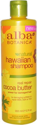 Natural Hawaiian Shampoo, Real Repair, Cocoa Butter, 12 fl oz (355 ml) by Alba Botanica-Bad, Skönhet, Schampo, Alba Botanica Hawaiian Linje