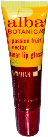 Clear Lip Gloss, Passion Fruit Nectar, 0.42 oz (12 g) by Alba Botanica-Bad, Skönhet, Läppstift, Glans, Fodrar, Alba Botanica Hawaiian Linje