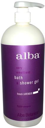 Very Emollient, Bath & Shower Gel, French Lavender, 32 fl oz (950 ml) by Alba Botanica-Bad, Skönhet, Duschgel