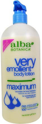 Very Emollient, Body Lotion, Maximum Dry Skin Formula, 32 oz (907 g) by Alba Botanica-Bad, Skönhet, Body Lotion