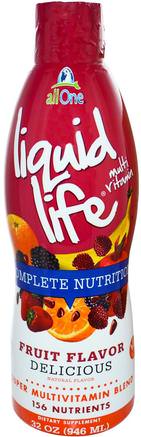 Nutritech, Liquid Life Multi Vitamin, Fruit Flavor, 32 oz (946 ml) by All One-Vitaminer, Flytande Multivitaminer, Alla En Nutritch Multivitamin Och Mineraler