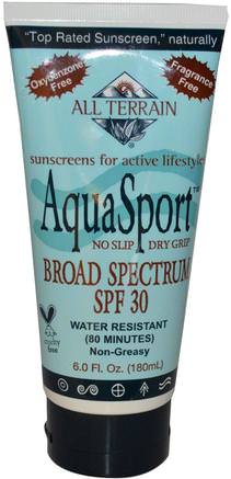 AquaSport, Broad Spectrum SPF 30, 6.0 fl oz (180 ml) by All Terrain-Skönhet, Ansiktsvård, Solbränna Solskydd, Bad, Solskyddsmedel, Spf 30-45
