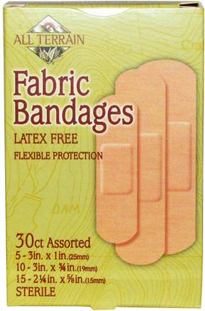 Fabric Bandages, Latex Free, Assorted, 30 Count by All Terrain-Hälsa, Skador Brännskador