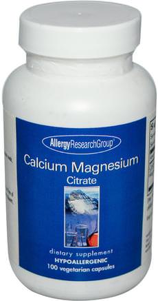 Calcium Magnesium Citrate, 100 Veggie Caps by Allergy Research Group-Kosttillskott, Mineraler, Kalcium Och Magnesium