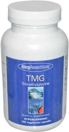 TMG Trimethylglycine, 100 Veggie Caps by Allergy Research Group-Tillskott, Tmg (Vattenfritt Betain)