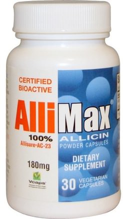100% Allicin Powder Capsules, 180 mg, 30 Veggie Caps by Allimax-Hälsa, Kall Influensa Och Virus, Immunförsvar