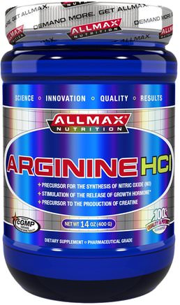 100% Pure Arginine HCI Maximum Strength + Absorption, 14 oz (400 g) by ALLMAX Nutrition-Kosttillskott, Aminosyror, Sport, L Arginin