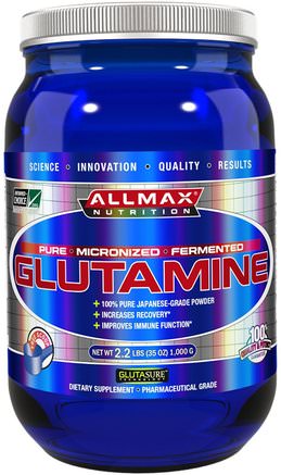 100% Pure Japanese-Grade Glutamine Powder, 2.2 lbs (1000 g) by ALLMAX Nutrition-Kosttillskott, Aminosyror, Sport, L-Glutaminpulver