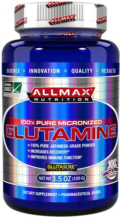 100% Pure Japanese-Grade Glutamine Powder, 3.5 oz (100 g) by ALLMAX Nutrition-Kosttillskott, Aminosyror, L Glutamin, L Glutaminpulver, Sport, Sport
