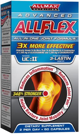 AllFlex Joint Health, 3x Strength Glucosamine + Collagen, 60 Capsules by ALLMAX Nutrition-Hälsa, Ben, Osteoporos, Sport, Kollagen