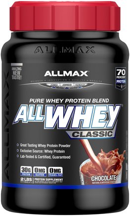 AllWhey Classic, 100% Whey Protein, Chocolate, 2 lbs (907 g) by ALLMAX Nutrition-Kosttillskott, Vassleprotein, Sport