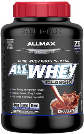 AllWhey Classic, 100% Whey Protein, Chocolate, 5 lbs (2.27 kg) by ALLMAX Nutrition-Kosttillskott, Vassleprotein, Sport
