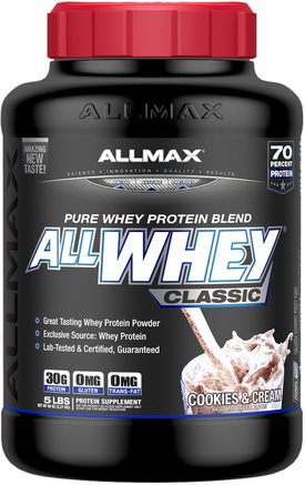AllWhey Classic, 100% Whey Protein, Cookies & Cream, 5 lbs. (2.27 kg) by ALLMAX Nutrition-Kosttillskott, Vassleprotein, Sport