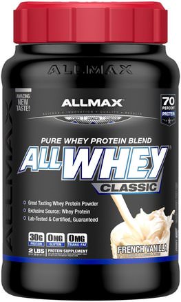 AllWhey Classic, 100% Whey Protein, French Vanilla, 2 lbs (907 g) by ALLMAX Nutrition-Kosttillskott, Vassleprotein, Sport