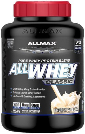 AllWhey Classic, 100% Whey Protein, French Vanilla, 5 lbs (2.27 kg) by ALLMAX Nutrition-Kosttillskott, Vassleprotein, Sport