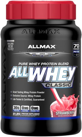 AllWhey Classic, 100% Whey Protein, Strawberry, 2 lbs (907 g) by ALLMAX Nutrition-Kosttillskott, Vassleprotein, Sport