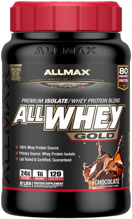 AllWhey Gold, Premium Isolate/Whey Protein Blend, Chocolate, 2 lbs (907 g) by ALLMAX Nutrition-Kosttillskott, Vassleprotein, Sport
