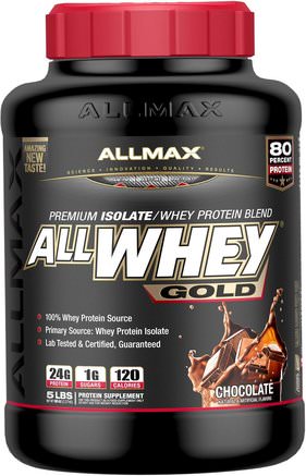 AllWhey Gold, Premium Isolate/Whey Protein Blend, Chocolate, 5 lbs. (2.27 kg) by ALLMAX Nutrition-Kosttillskott, Vassleprotein, Sport
