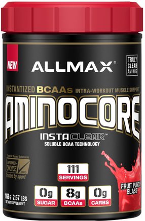 Aminocore, Instantized BCAAs Intra-Workout Muscle Support, Fruit Punch Blast, 2.57 lbs. (1166 g) by ALLMAX Nutrition-Sporter