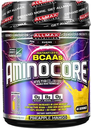 Aminocore, Instantized BCAAs Intra-Workout Muscle Support, Pineapple Mango, 1.02 lbs. (462 g) by ALLMAX Nutrition-Sporter
