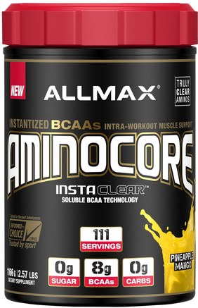 Aminocore, Instantized BCAAs Intra-Workout Muscle Support, Pineapple Mango, 2.57 lbs. (1166 g) by ALLMAX Nutrition-Sporter