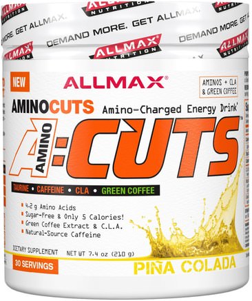 AMINOCUTS (ACUTS), BCAA + Taurine + CLA + Green Coffee, Pina Colada, 7.4 oz (210 g) by ALLMAX Nutrition-Kosttillskott, Aminosyror, Sport, Bcaa (Förgrenad Aminosyra)
