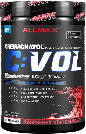 C:VOL, Professional-Grade Creatine + Taurine + L-Carnitine Complex, Raspberry Kiwi Kamikaze, 13.2 oz (375 g) by ALLMAX Nutrition-Sporter