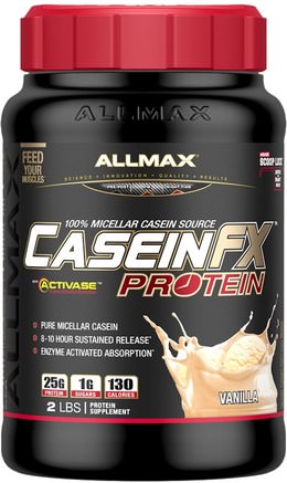 CaseinFX, 100% Casein Micellar Protein, Vanilla, 2 lbs. (907 g) by ALLMAX Nutrition-Kosttillskott, Protein, Sport