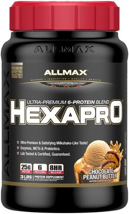 Hexapro, Ultra-Premium Protein + MCT & Coconut Oil, Chocolate Peanut Butter, 3 lbs (1.36 kg) by ALLMAX Nutrition-Mat, Keto Vänlig
