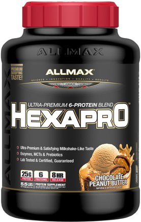 Hexapro, Ultra-Premium Protein + MCT & Coconut Oil, Chocolate Peanut Butter, 5.5 lbs (2.5 kg) by ALLMAX Nutrition-Mat, Keto Vänlig