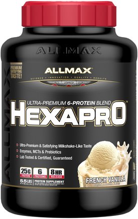 Hexapro, Ultra-Premium Protein + MCT & Coconut Oil, French Vanilla, 5.5 lbs (2.5 kg) by ALLMAX Nutrition-Mat, Keto Vänlig