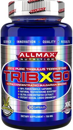 TribX90, 100% Pure Tribulus Terrestris 2X Potency, 750 mg, 90 Capsules by ALLMAX Nutrition-Sport, Tribulus