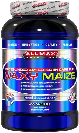 Waxy Maize, Cross-Linked Amylopectin Carb Fuel, Unflavored, 70.6 oz (2.000 g) by ALLMAX Nutrition-Sport, Muskel